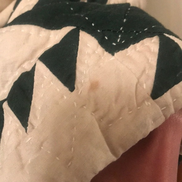 Quilted Jacket Coat Quilt Starburst Red Green Cream Cottage - Picture 7 of 7